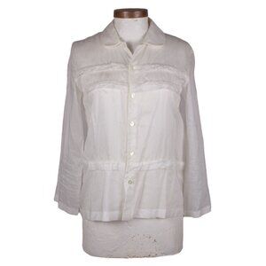 COMME DES GARCONS TRICOT S/S 2006 white tencel button up blouse shirt